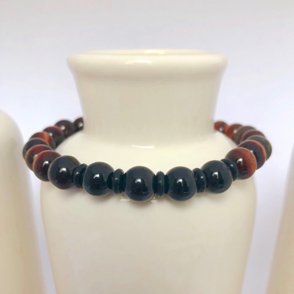 MENS | Red Tiger Eye Gemstone Beaded Bracelet